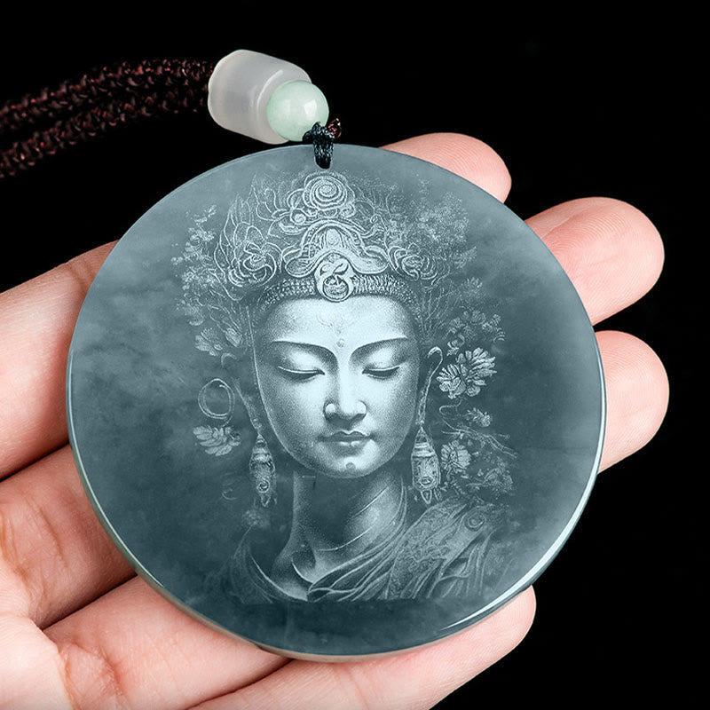 Anhänger Kette Jade Kwan Yin Fülle Wohlstand