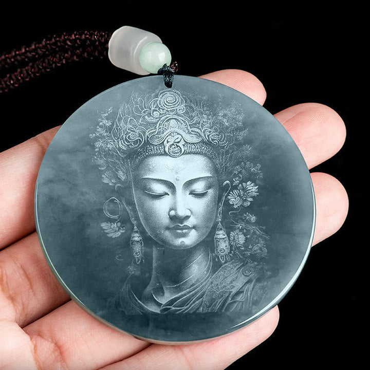 Anhänger Kette Jade Kwan Yin Fülle Wohlstand