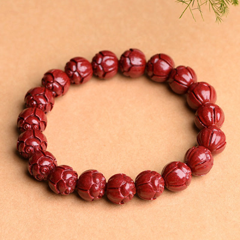 Rotes Zinnober Armband Zinnober Om Mani Padme Hum Segen elastisch