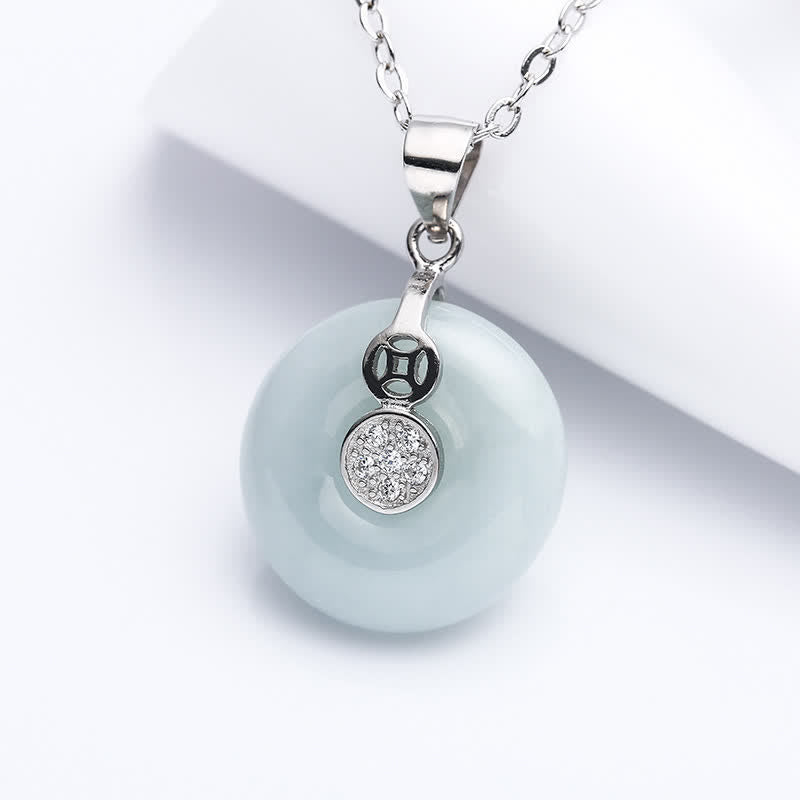 Jade Münze Frieden Kette Sterlingsilber Glück