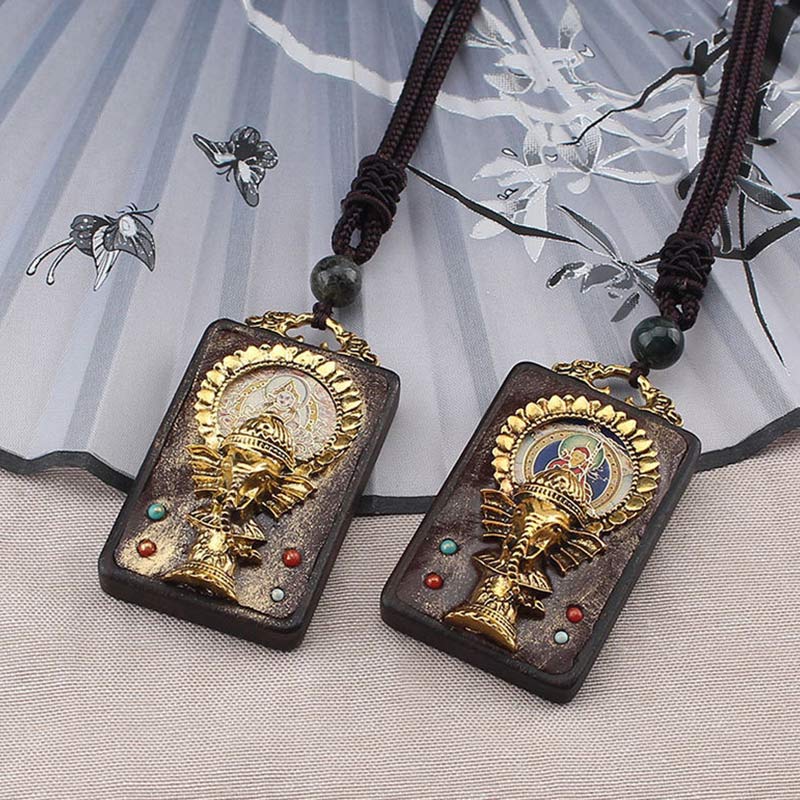 Kette Ebenholz Buddha Amulett Gold Anhänger