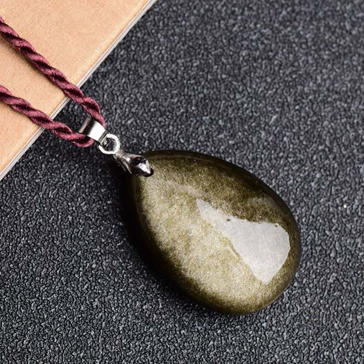Kette Obsidian Wassertropfen Grün Harmonie