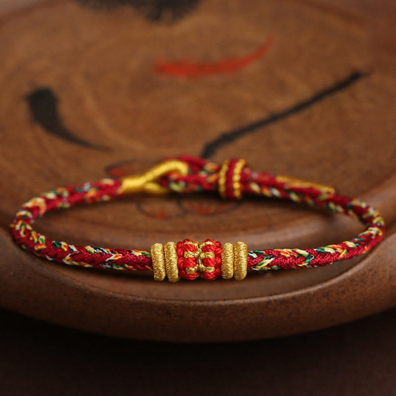 Armband Bunt Geflochten Knoten – Glück Rot Gold Perlen Handgelenk