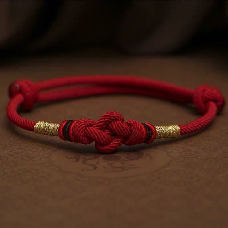 Armband Rotes Band Jade - Glück Knoten