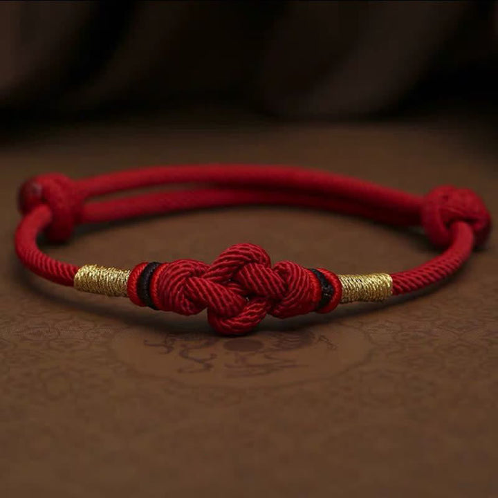 Armband Rotes Band Jade - Glück Knoten