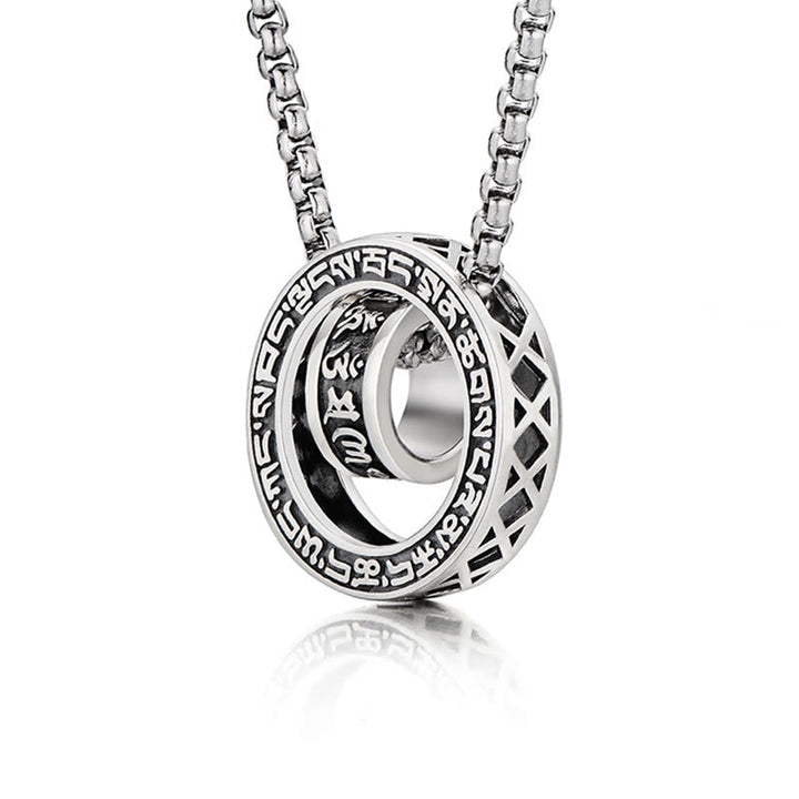 Anhänger Kette Tibetischer Gelassenheit Silber Ringe Mantra