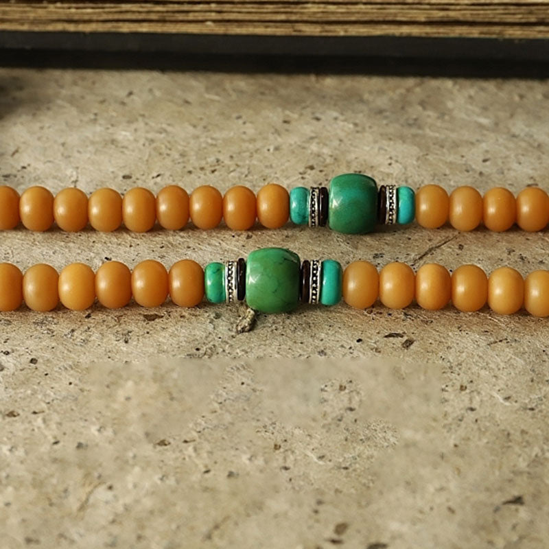 Mala Bodhi Wohlstand Energie Armband orange grüne Perlen Naturstein