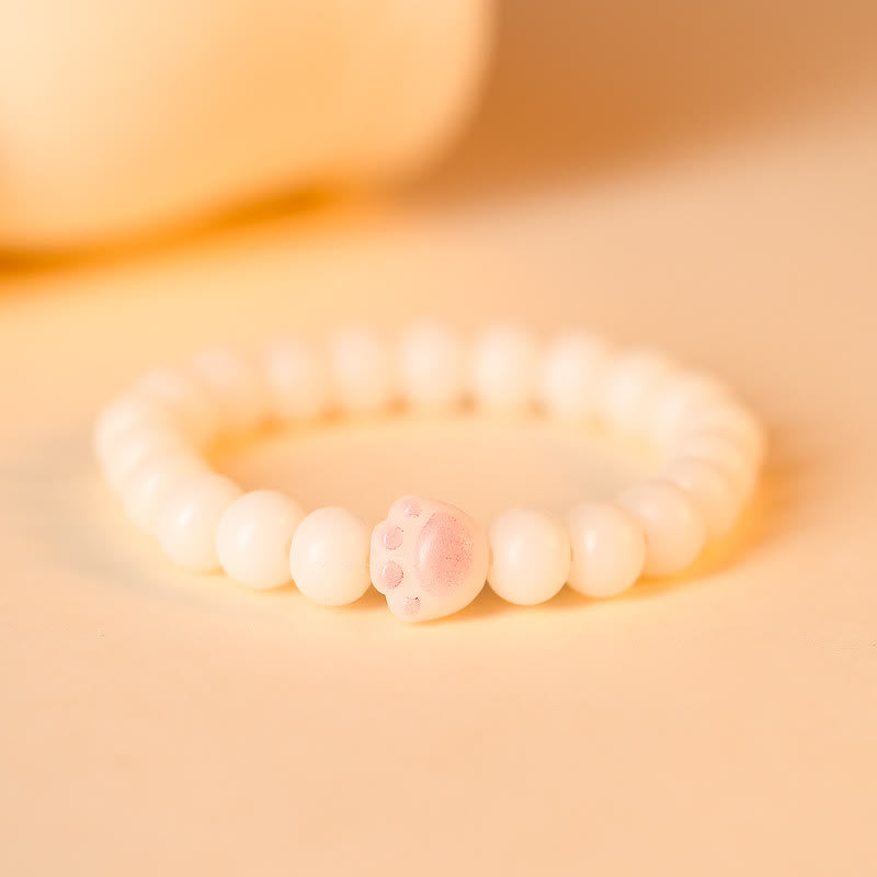 Bodhi Katze Armband Glück Liebe rosé weiße Perlen elastisch Armband