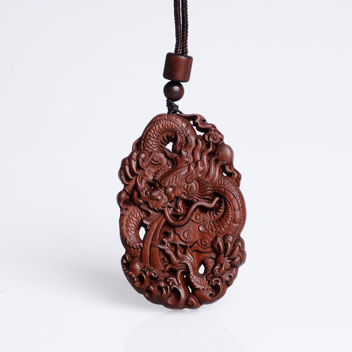 Holzanhänger Drache Kette natur