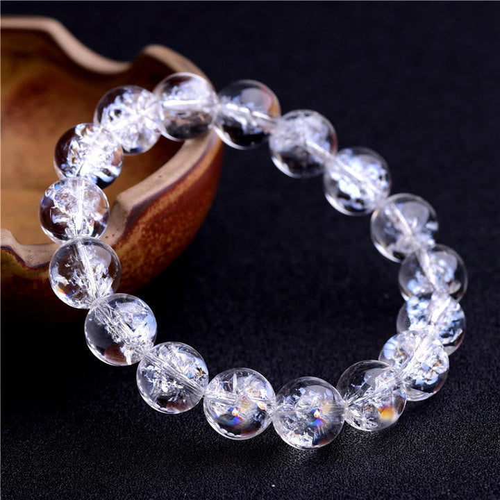 Armband Weißer Kristall mit facettierten Perlen Schutzstein elastisch