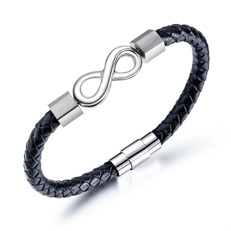 Armband Unendlicher Titanstahl Leder Balance
