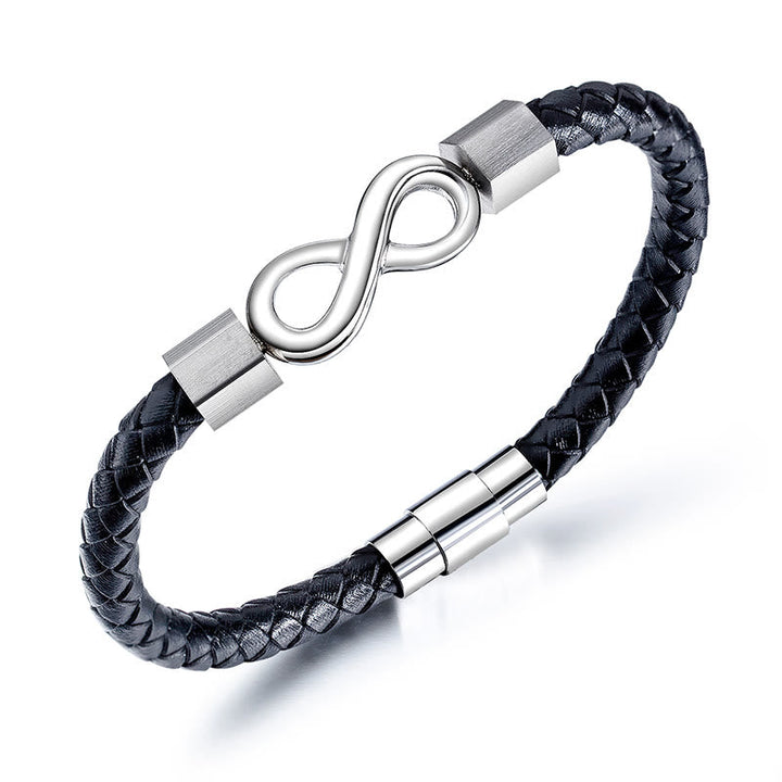 Armband Unendlicher Titanstahl Leder Balance