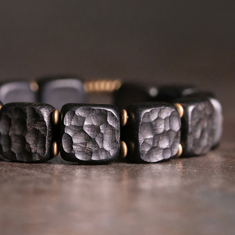 Armband Kupfer Ebenholz Frieden Balance schwarze Perlen Naturstein elegant
