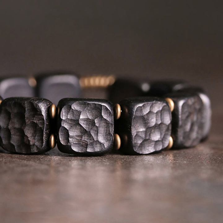 Armband Kupfer Ebenholz Frieden Balance schwarze Perlen Naturstein elegant