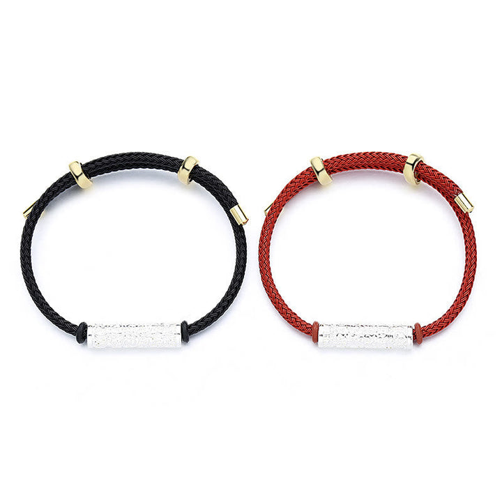 Armband – Schutz & Stärke schwarzes rotes Seil Naturstein elegant