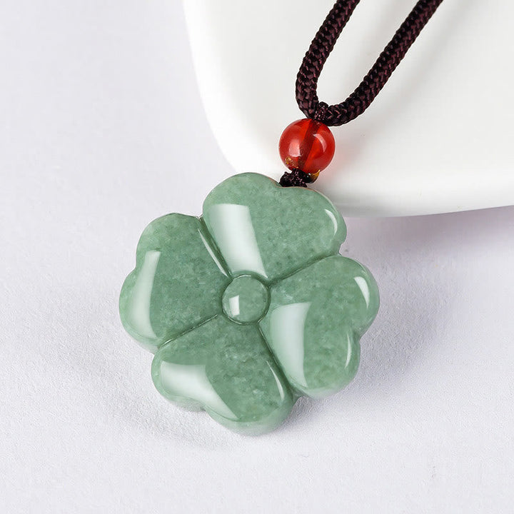 Jade Kleeblatt Anhänger Kette grün Naturstein