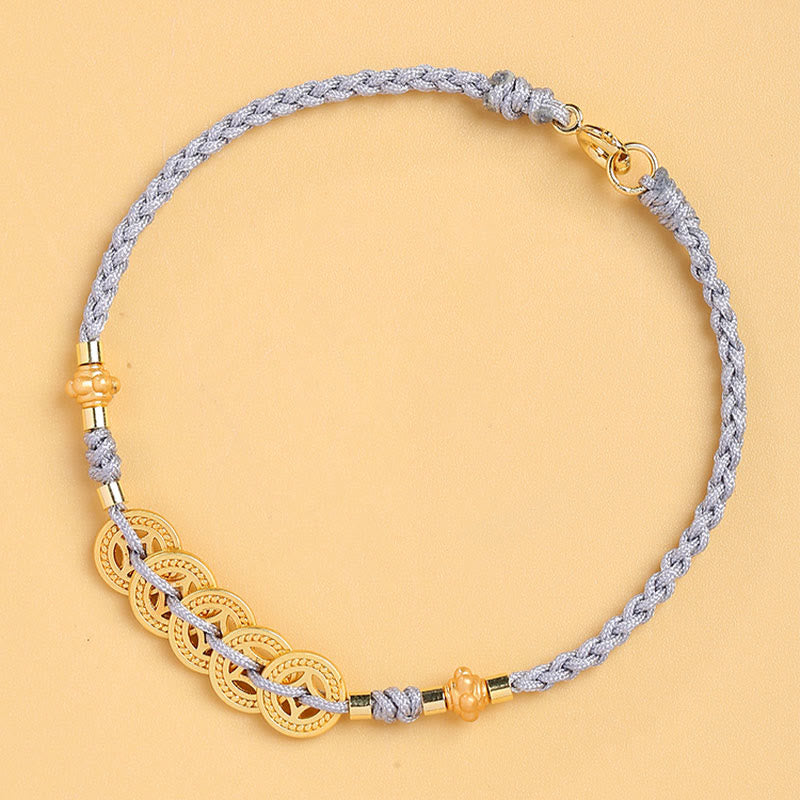 Armband Kupfer Perle Glück grau gold Perlen elastisch Seil