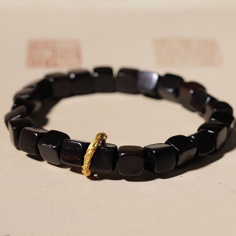 Armband Tibet Ebenholz Quadratische Perlen