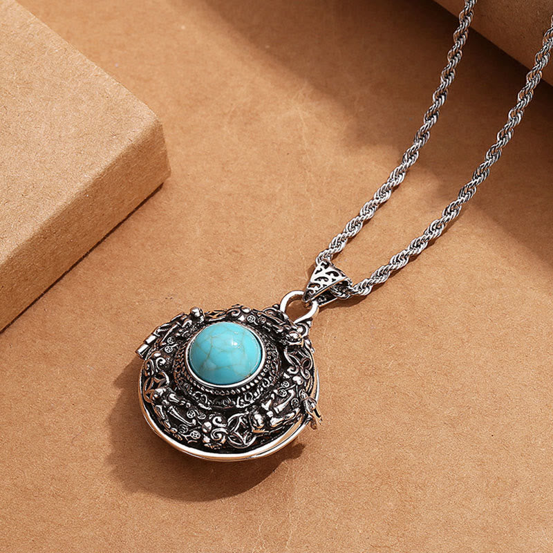 Dzi Kette Silber Türkis Tibet