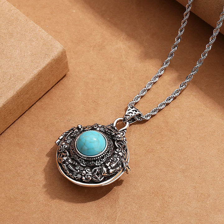 Dzi Kette Silber Türkis Tibet