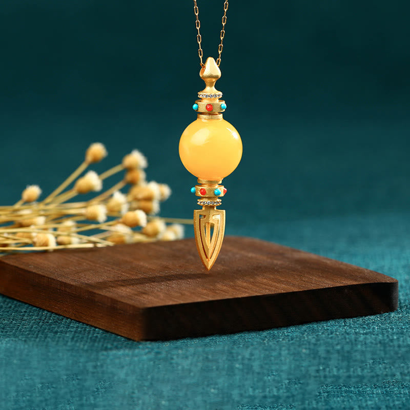 Bernstein Kette Vajra Gold Schmuck Kraftstein