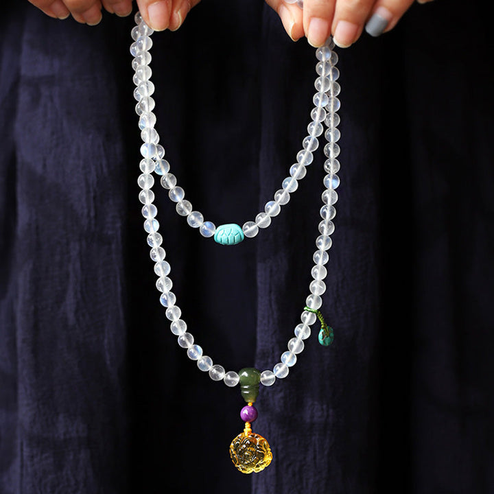 Mondstein Armband mit Türkis Lotus Perle Heilung Energie