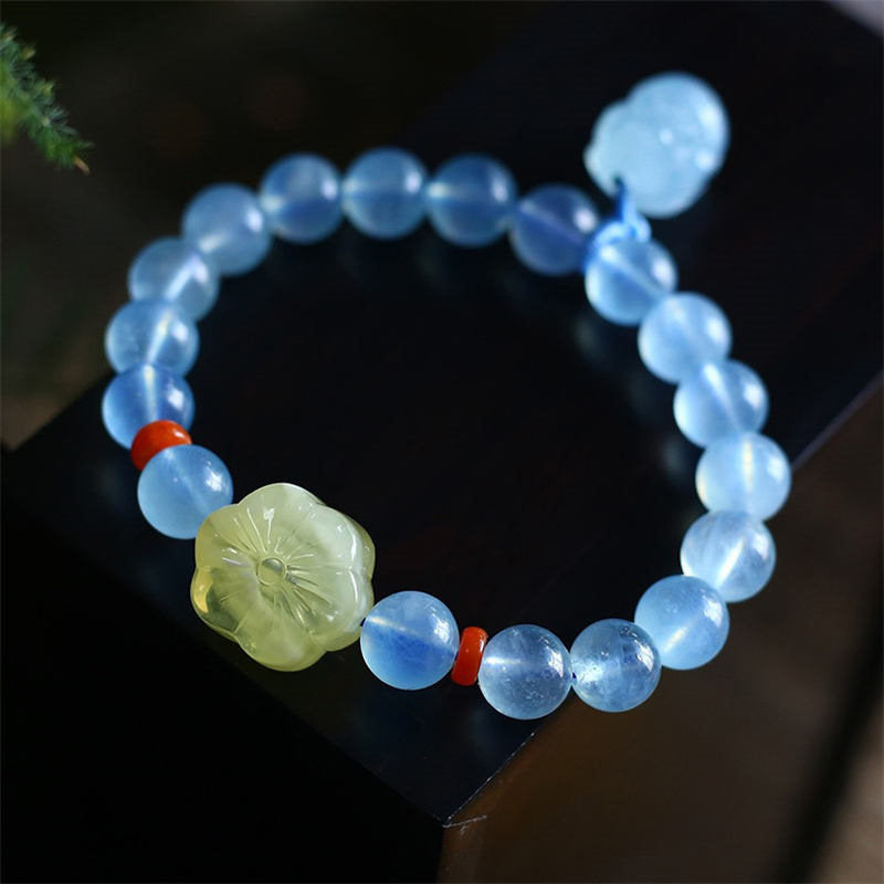 Armband Aquamarin Pixiu mit gelben Stein elastisch getragen Heilung.
