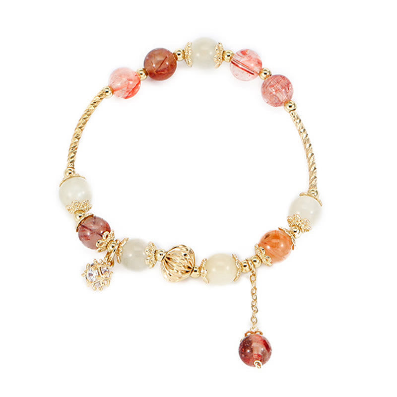 Armband Bunt Rutilquarz Katzenauge Perlen Gold elastisch Damen