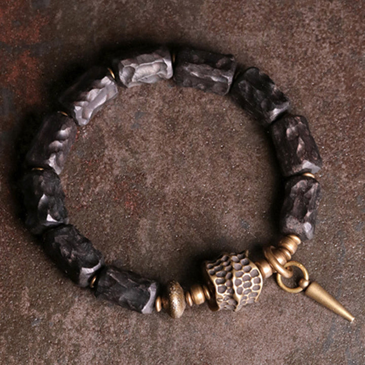Armband Kupfer Ebenholz Paar Schutz Balance schwarze Perlen Flügelanhänger