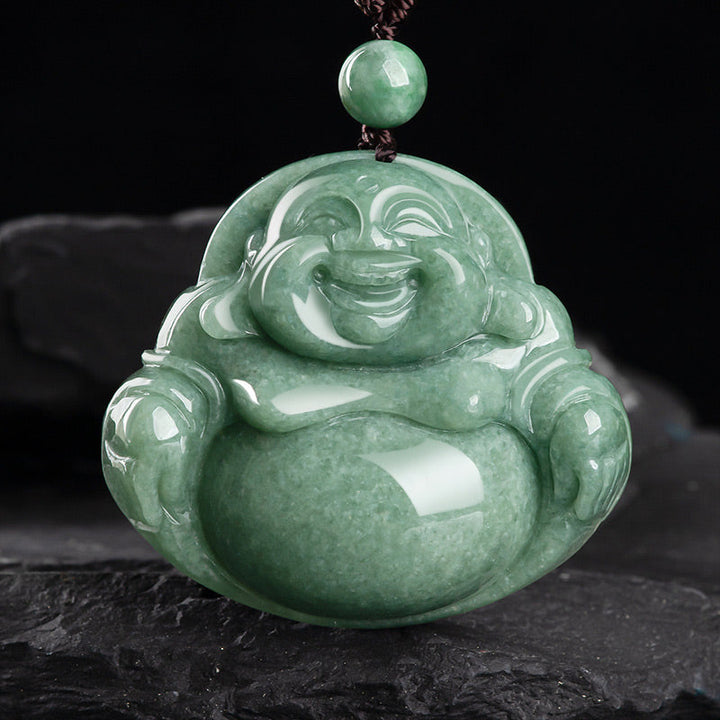 Kette Cyan Jade Lachender Buddha Harmonie Anhänger grün