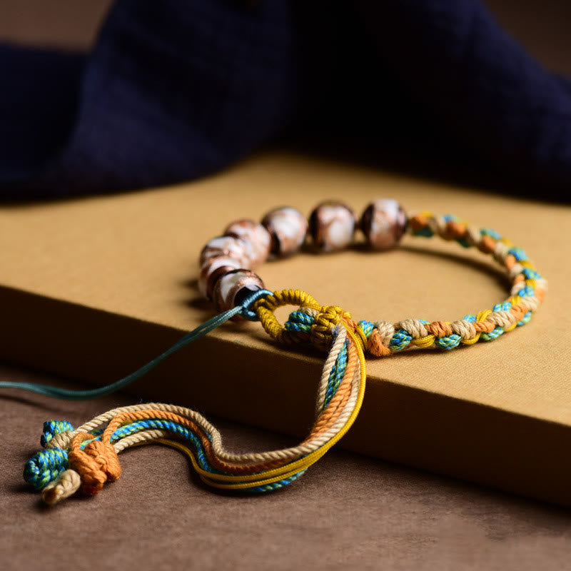 Armband Bunt Liuli Glas Perle – Glück mit geflochtener Schnur
