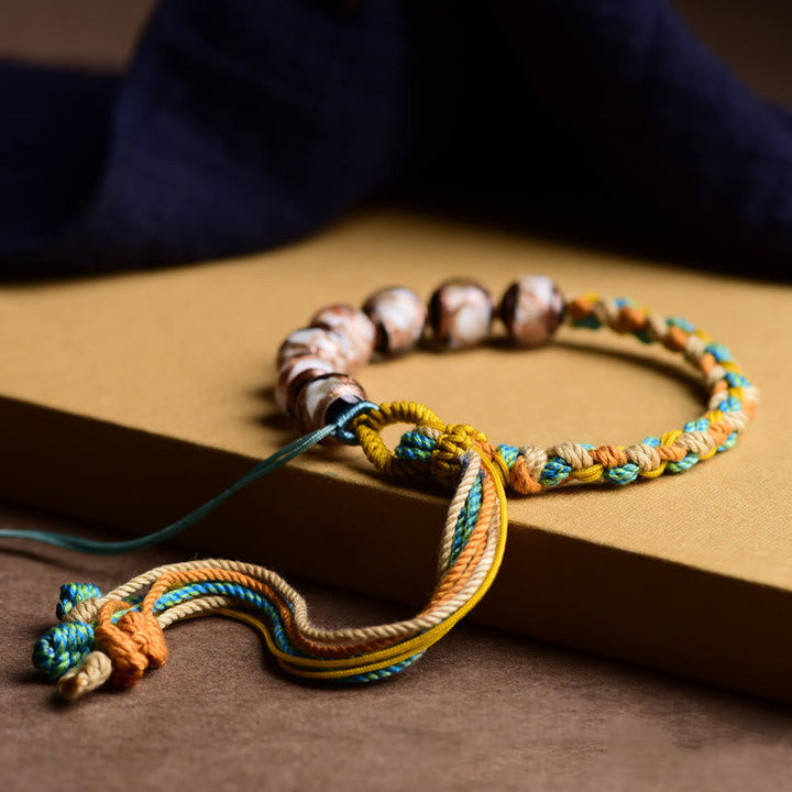 Armband Bunt Liuli Glas Perle – Glück mit geflochtener Schnur