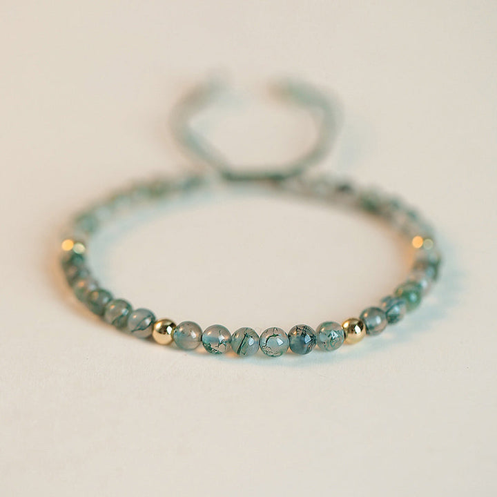 Armband Achat – Glück & Balance mit türkisen Steinen und Goldperlen