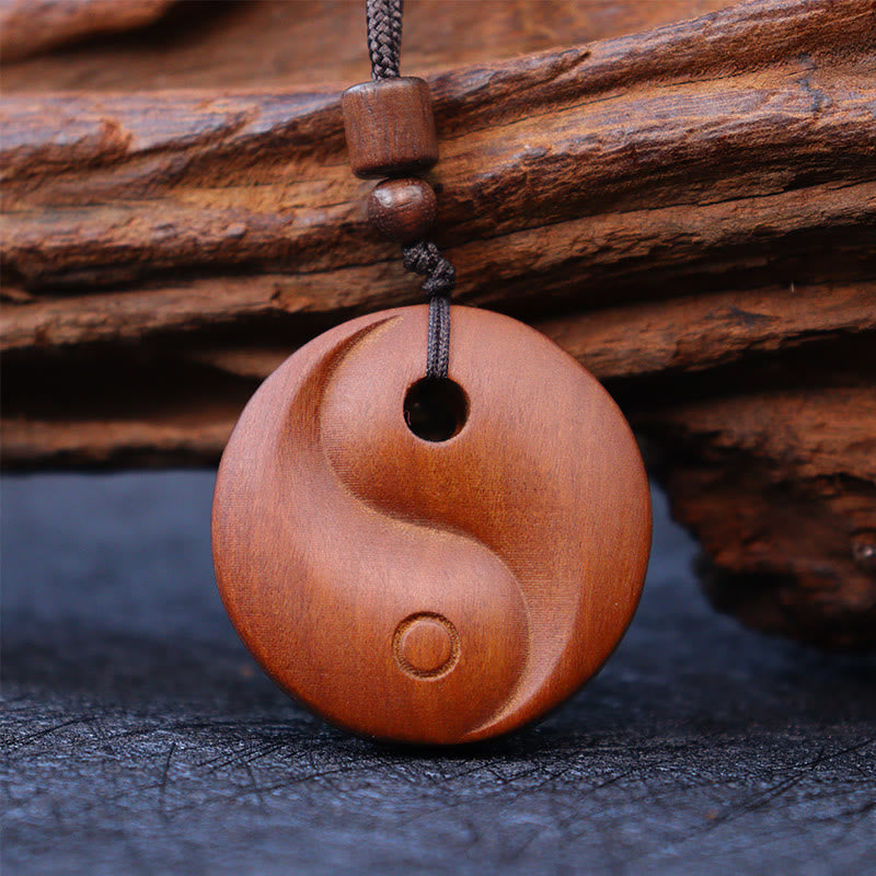 Yin Yang Anhänger Jujubaholz Kette Schutz Balance