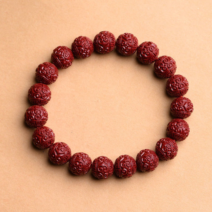 Rotes Zinnober Armband Zinnober Om Mani Padme Hum – Segen elastisch