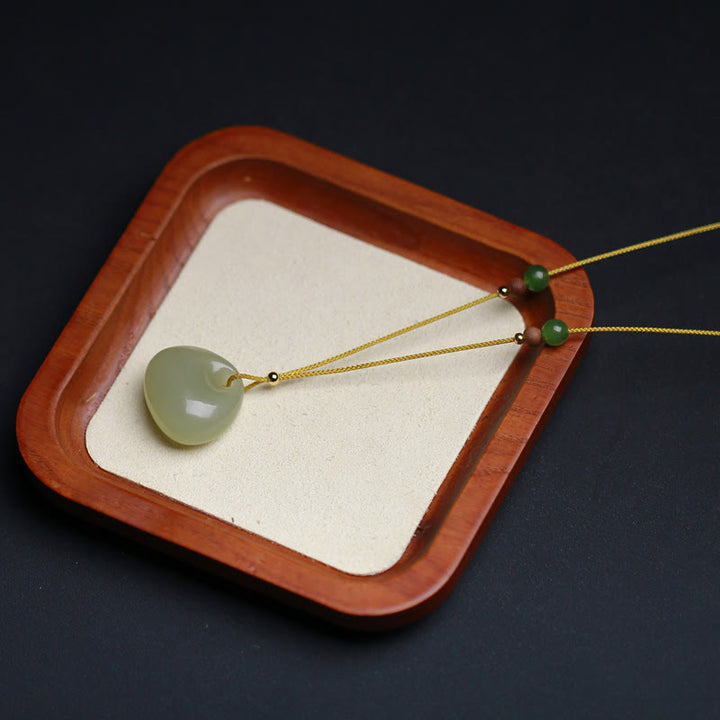 Hetian Jade Anhänger Kette Grün Natur