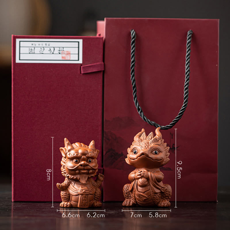 Drachen Figur Dragon King+Dragon Girl(A Pair Of Brown&Gift Box)