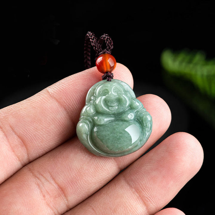 Kette Cyan Jade Lachender Buddha Wohlstand Anhänger