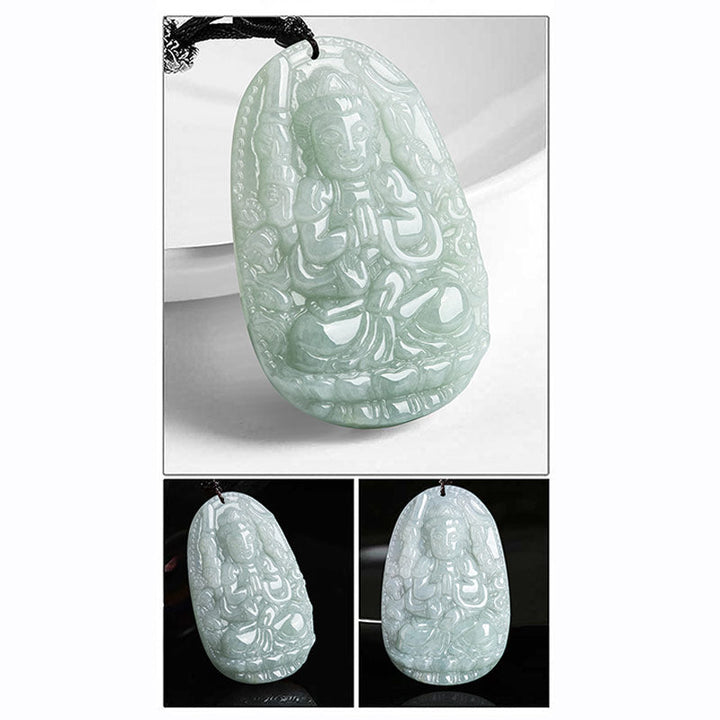 Kette Jade Tierkreis-Buddha Wohlstand Guanyin Anhänger grün