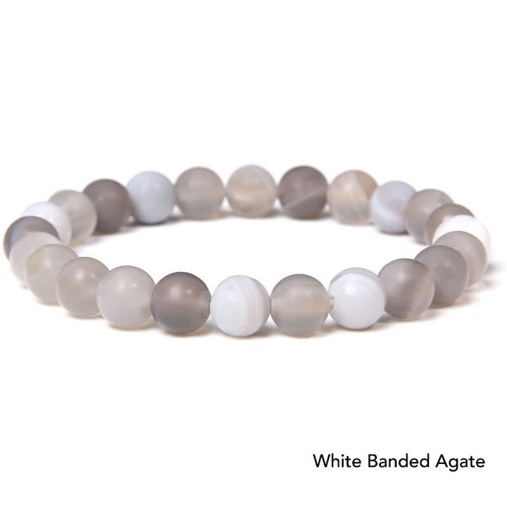 Armband Kristall Achat – Balance weiß grau Perlen Naturstein elastisch
