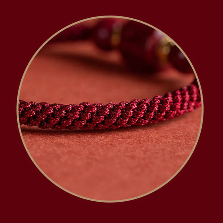 Armband Zinnober Rot - Mantra Gravur Geflochten