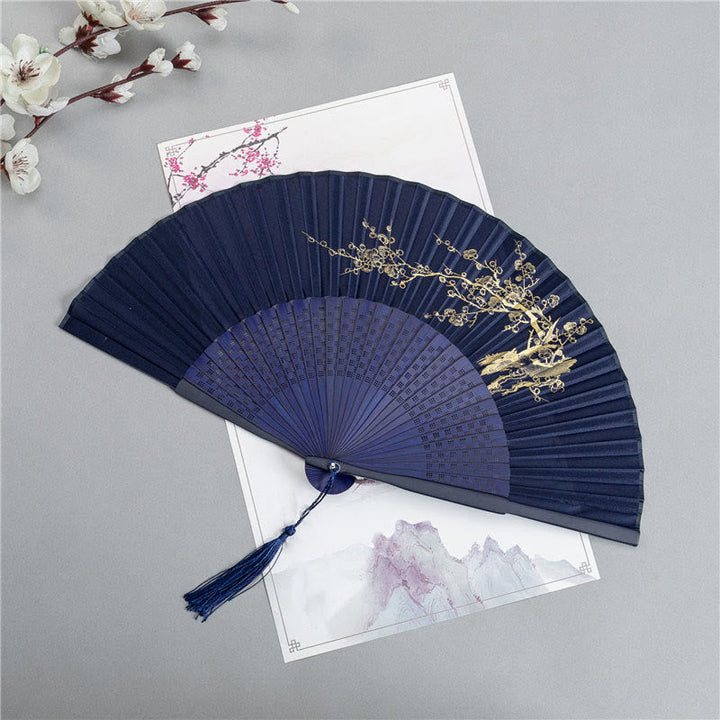 Japanische Fächer Kranich Seide Pfingstrose Pflaumenblüte