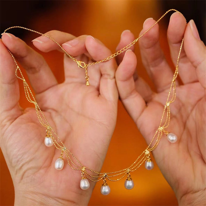 Kette Perle Vergoldet Elegant – Vintage