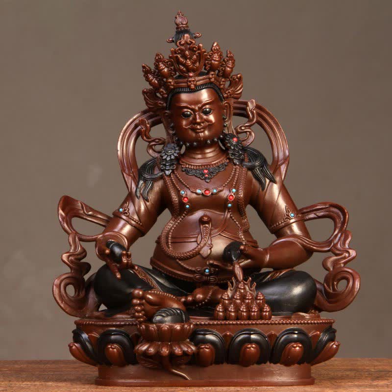 Buddha Statue Jambhala Gelb Kupfer Wohlstand XL