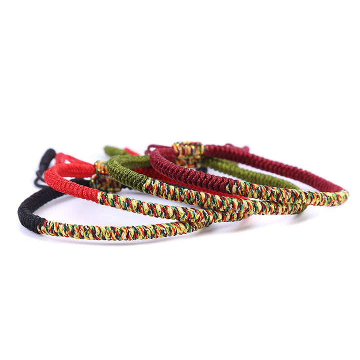Armband – Glück & Stärke geflochtene bunte Schnüre elastisch mehrfarbig