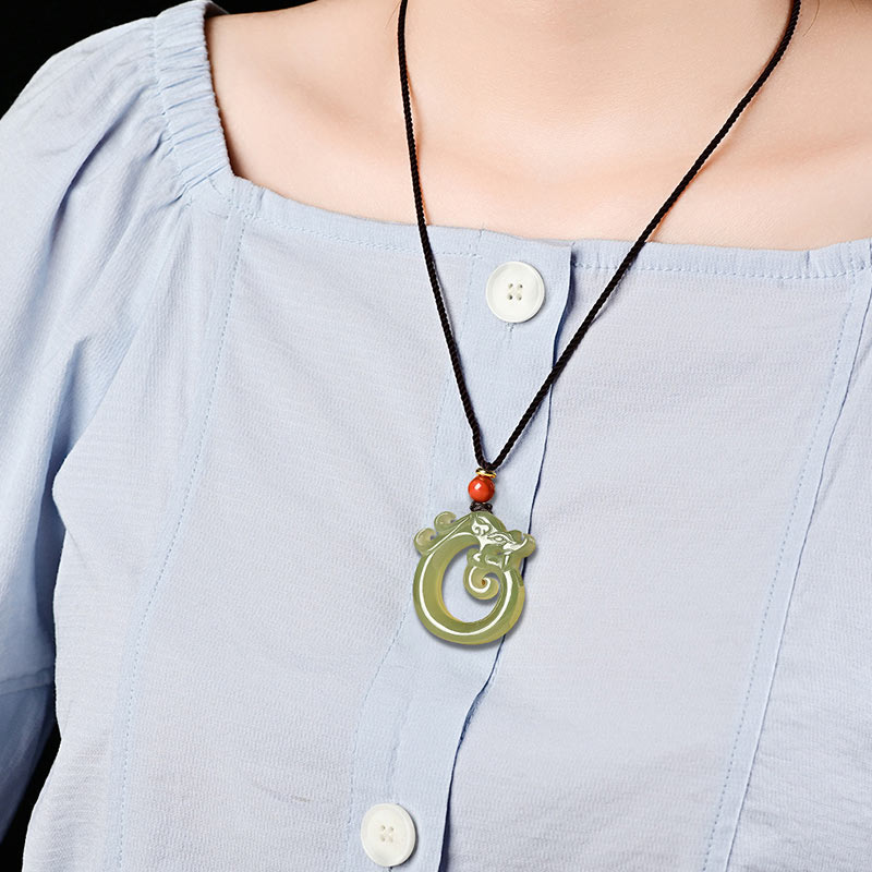 Jade Anhänger Kette Glück Schutz