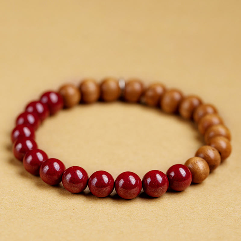 Armband mit roten und braunen Perlen Naturstein elastisch