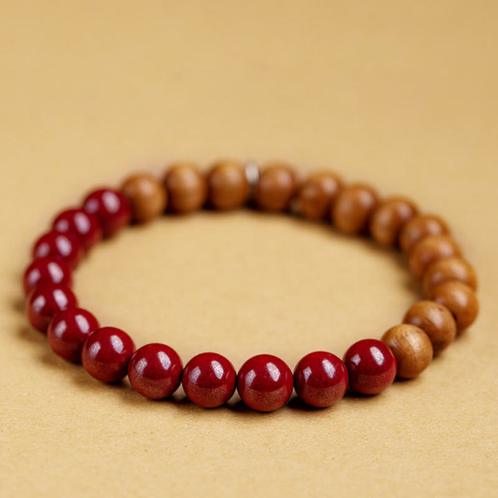 Armband mit roten und braunen Perlen Naturstein elastisch