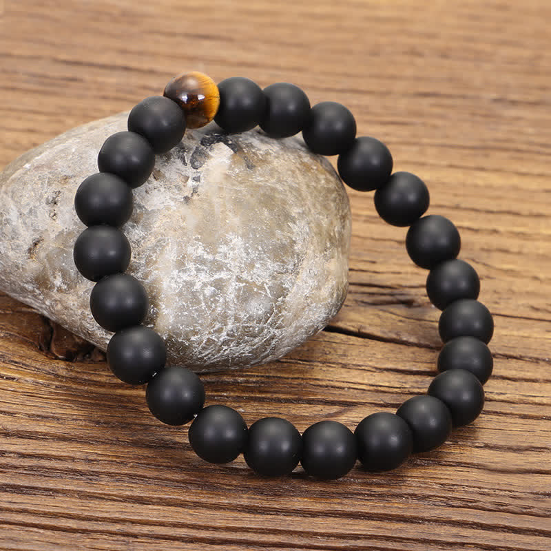 Mala 108 Perlen Tigerauge Balance schwarze Perlen Naturstein Armband