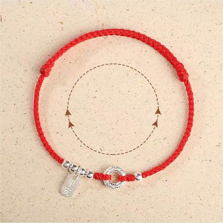 Rotes Armband 925 Silber – Frieden mit Glücksperlen elastisch